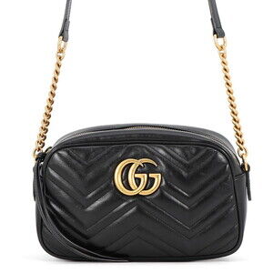 Gucci Chain Shoulder Bag GG Marmont Quilted Small 447632 GUCCI Handbag Black